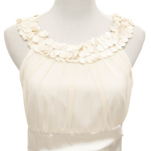 Suzi Chin For Maggy Boutique Off-White Floral Neck Silk Cocktail Dress Size 8 - Picture 5 of 12